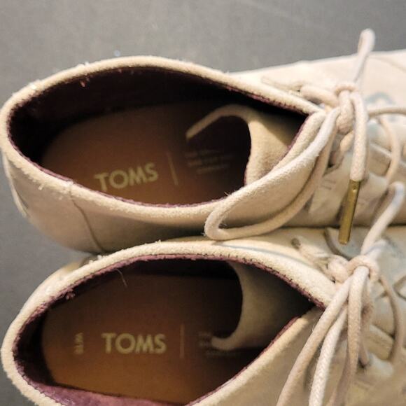 TOMS Kala Lace-Up Wedge Booties Women’s Size 11 Tan Suede Desert Comfort Style - Picture 4 of 11